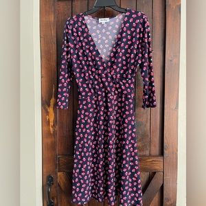Leota Strawberry Patch faux wrap dress M